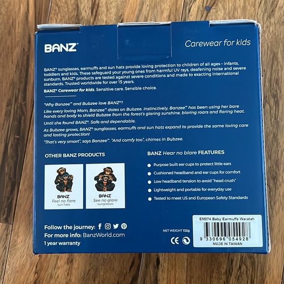 Banz Baby Earmuffs 0-2 years Hear No Blare For Airplanes, Concerts, Loud Places - Picture 3 of 4